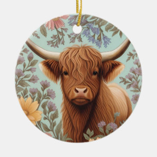 Schotse Hoogland Koe Pastel William Morris Geïnspi Keramisch Ornament