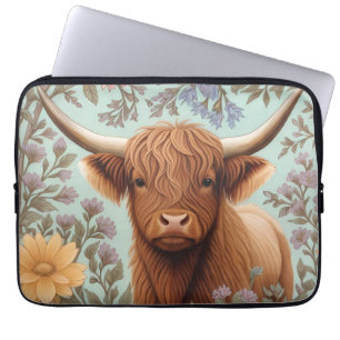 Schotse Hoogland Koe Pastel William Morris Geïnspi Laptop Sleeve