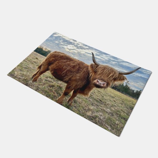 Schotse Hoogland Koe Portrait Boerderij Deurmat (Schuin)
