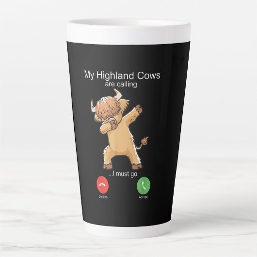 Schotse hoogland Koe roept Latte Mok (Voorkant)