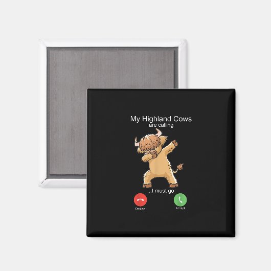 Schotse hoogland Koe roept Magneet (Voorkant / Achterkant)