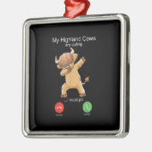 Schotse hoogland Koe roept Metalen Ornament (Links)