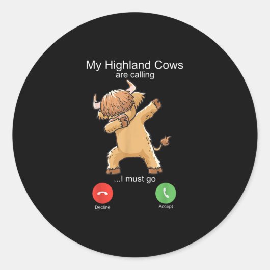 Schotse hoogland Koe roept Ronde Sticker (Voorkant)