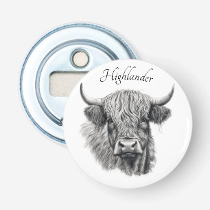 Schotse Hoogland Koe Schets aanpasbaar Button Flesopener