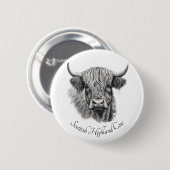 Schotse Hoogland Koe Schets aanpasbaar Ronde Button 5,7 Cm (Voorkant /achterkant)