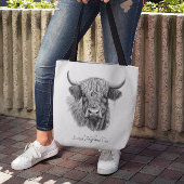 Schotse Hoogland Koe Schets aanpasbaar Tote Bag