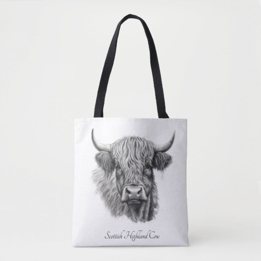 Schotse Hoogland Koe Schets aanpasbaar Tote Bag (Voorkant)