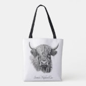 Schotse Hoogland Koe Schets aanpasbaar Tote Bag (Achterkant)