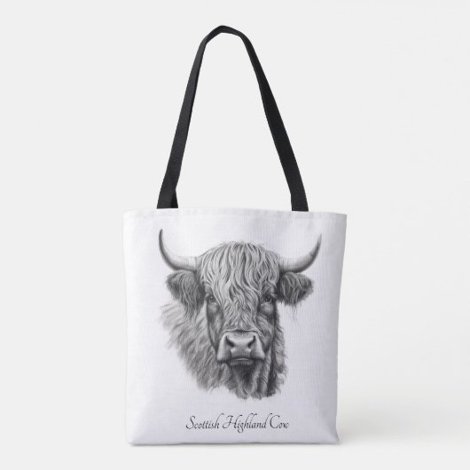 Schotse Hoogland Koe Schets aanpasbaar Tote Bag (Achterkant)