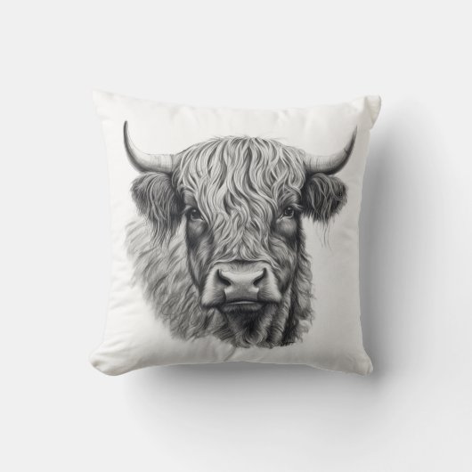 Schotse Hoogland Koe schets Kussen (Voorkant)