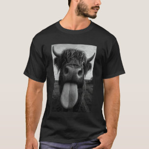 Schotse Hoogland Koe Selfie Tong Uit Grappige Boer T-shirt