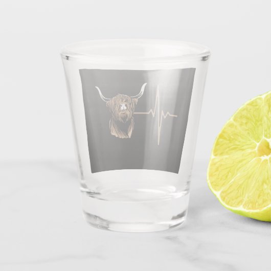 Schotse hoogland Koe Shot Glas (Achterkant)