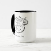 Schotse Hoogland Koe Sketch Portret Mok (Voorkant links)