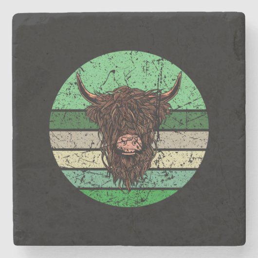Schotse hoogland Koe Stenen Onderzetter (Voorkant)