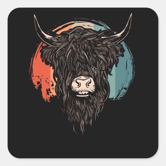 Schotse hoogland Koe Vierkante Sticker (Voorkant)