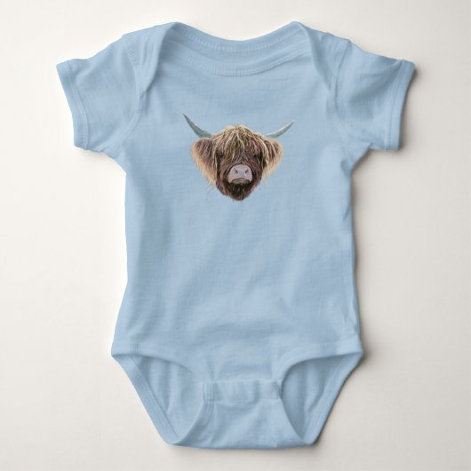Schotse Hoogland Koe Wee Charlie Fluffy Ears Romper (Voorkant)