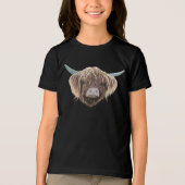 Schotse Hoogland Koe Wee Charlie Fluffy Ears Tri-Blend Shirt (Voorkant)