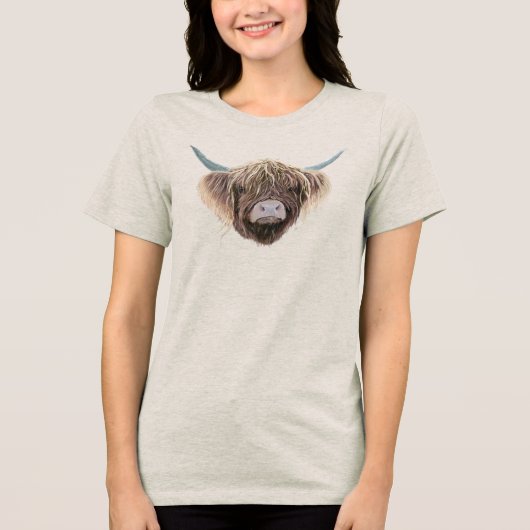 Schotse Hoogland Koe Wee Charlie Fluffy Ears Tri-Blend Shirt