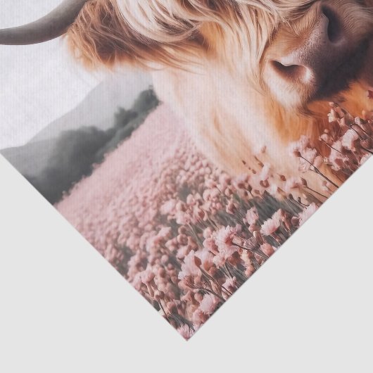 Schotse Hoogland Koe Wildflower Field Decoupage Tissuepapier (Detail)