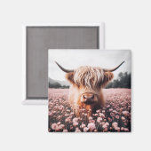 Schotse Hoogland Koe Wildflower Field Magneet (Voorkant / Achterkant)