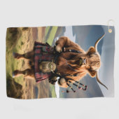 Schotse Hoogland Rund Dudelsackspeler, Golfhanddoek (Horizontaal)