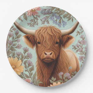 Schotse Hoogland Rund Pastel William Morris Geïnsp Papieren Bordje