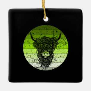 Schotse Hoogland Rund Retro Keramisch Ornament
