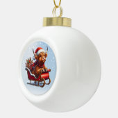 Schotse Hoogland Santa koe in slee Keramische Bal Ornament (Rechts)