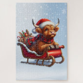 Schotse Hoogland Santa koe in slee Legpuzzel (Verticaal)