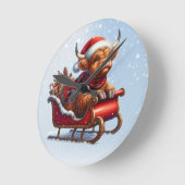 Schotse Hoogland Santa koe in slee Ronde Klok (Hoek)