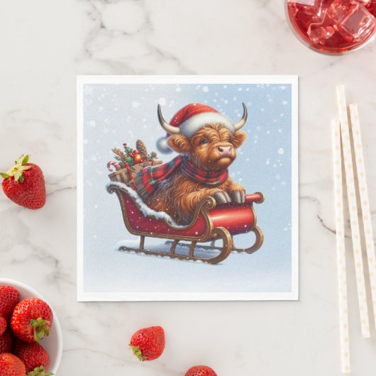 Schotse Hoogland Santa koe in slee Servet (Insitu)