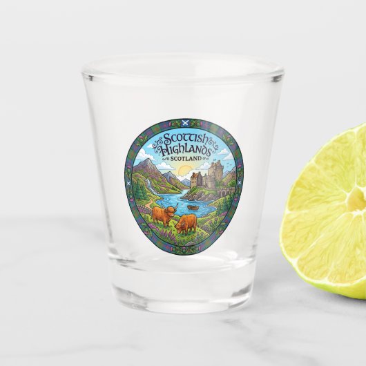 Schotse Hoogland Schotland Shot Glas (Voorkant)