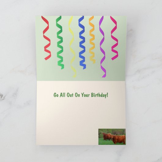 Schotse hoogland Steer Party Birthday Kaart (Binnen)
