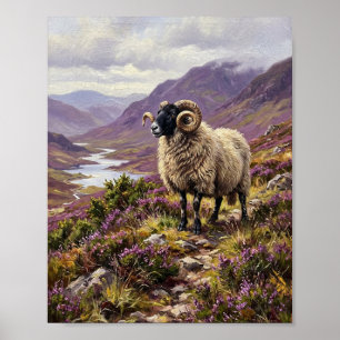 Schotse Hoogland Zwartrug Schaap Veen I Poster