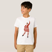 Schotse hooglanddanser in het rood t-shirt (Voorkant volledig)