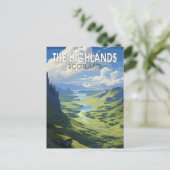 Schotse Hooglanden Schotland Travel Art  Briefkaart (Staand voorkant)