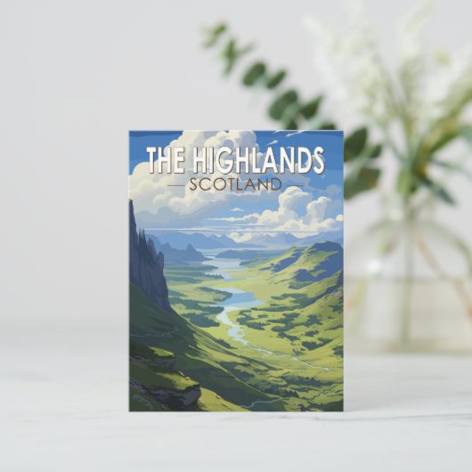 Schotse Hooglanden Schotland Travel Art  Briefkaart (Staand voorkant)