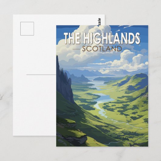 Schotse Hooglanden Schotland Travel Art  Briefkaart (Voorkant / Achterkant)