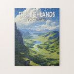 Schotse Hooglanden Schotland Travel Art  Legpuzzel<br><div class="desc">Schotse Hooglanden in een vectorkunststijl. De Schotse Hooglanden zijn een bergachtig gebied dat het noordwesten van Schotland omvat.</div>