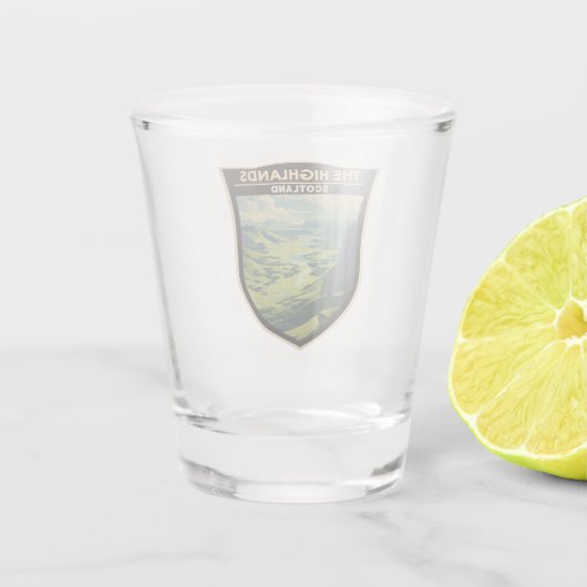 Schotse Hooglanden Schotland Travel Art  Shot Glas (Achterkant)