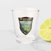 Schotse Hooglanden Schotland Travel Art  Shot Glas (Voorkant)