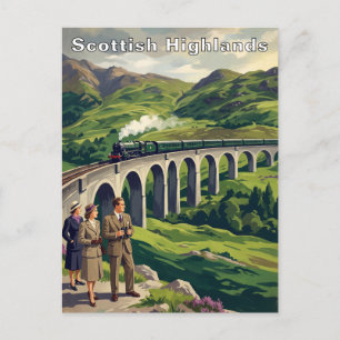 Schotse Hooglanden Vintage Reis Spoorweg Briefkaart
