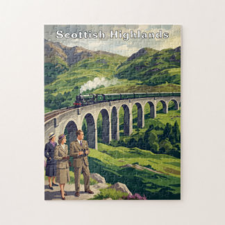 Schotse Hooglanden Vintage Reisillustratie Legpuzzel