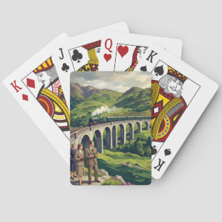 Schotse Hooglanden Vintage Reisillustratie Pokerkaarten