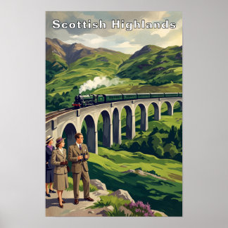 Schotse Hooglanden Vintage Reisposter Schilderacht Poster
