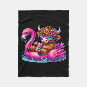 Schotse Hooglander Flamingo ol Drijven Zomer Hawaï Fleece Deken