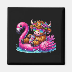 Schotse Hooglander Flamingo ol Drijven Zomer Hawaï Magneet