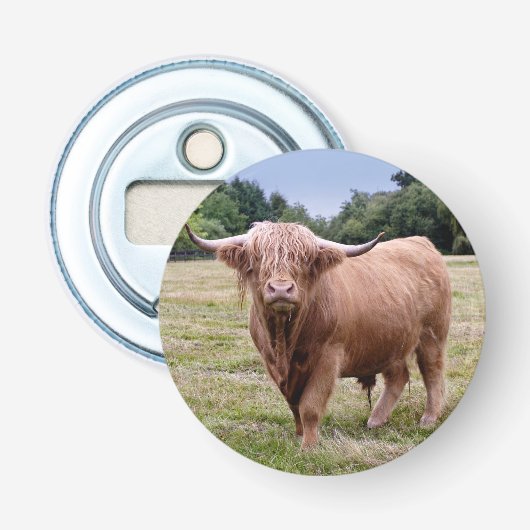 Schotse Hooglander Flesopener Button Flesopener (Voorkant)