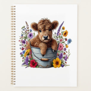 Schotse Hooglander Koe in Bloembloempot Png, Schat Planner