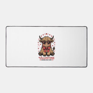 Schotse Hooglander Koe Valentijn Cute Vintage Grav Bureaumat